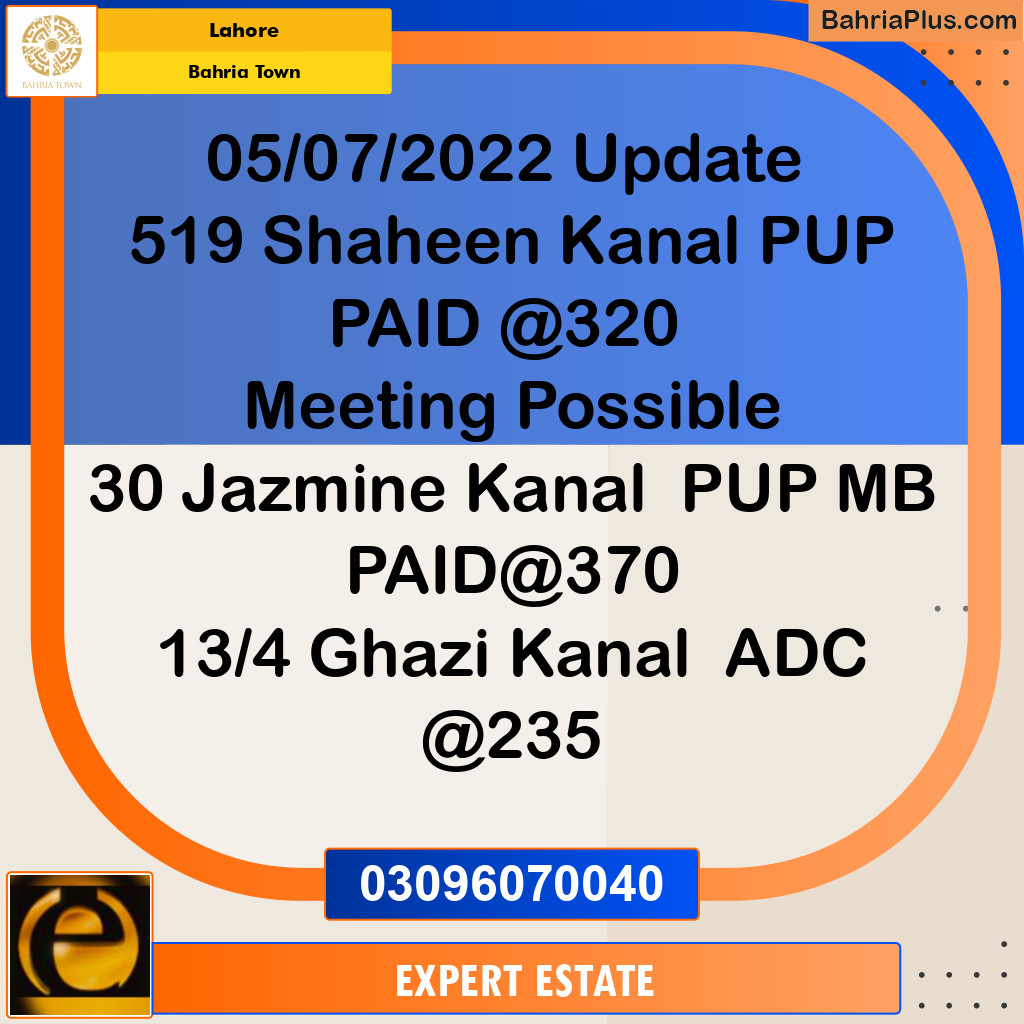 1 Kanal Residential Plot for Sale in Bahria Town, Lahore - (BP-216928)