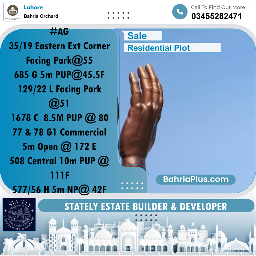 Residential Plot for Sale in Bahria Orchard, Lahore - (BP-216933)