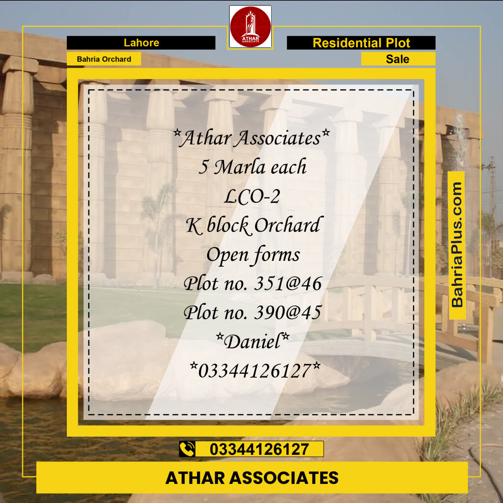 5 Marla Residential Plot for Sale in Bahria Orchard, Lahore - (BP-216946)
