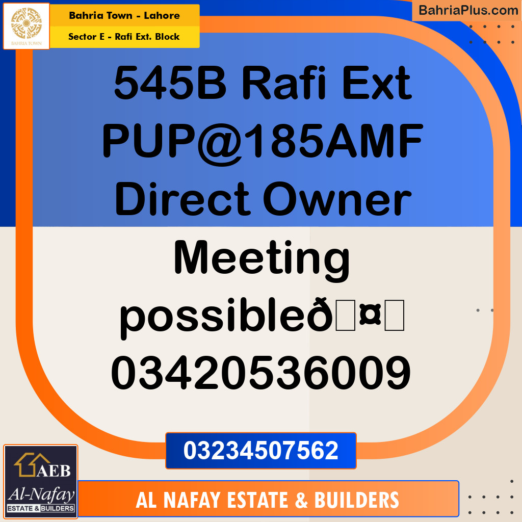 1 Marla Residential Plot for Sale in Sector E - Rafi Ext. Block -  Bahria Town, Lahore - (BP-216960)