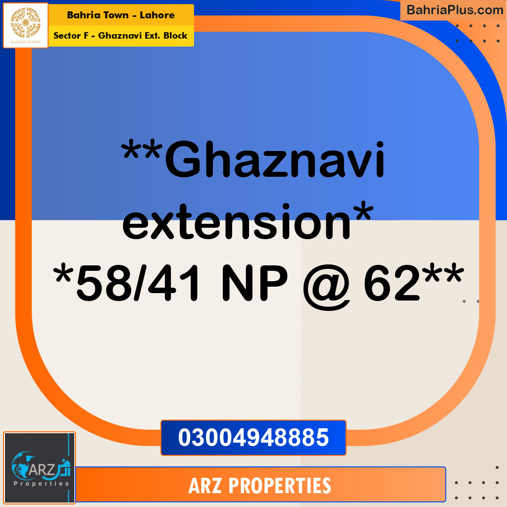 Residential Plot for Sale in Sector F - Ghaznavi Ext. Block - Bahria Town, Lahore - (BP-217028)