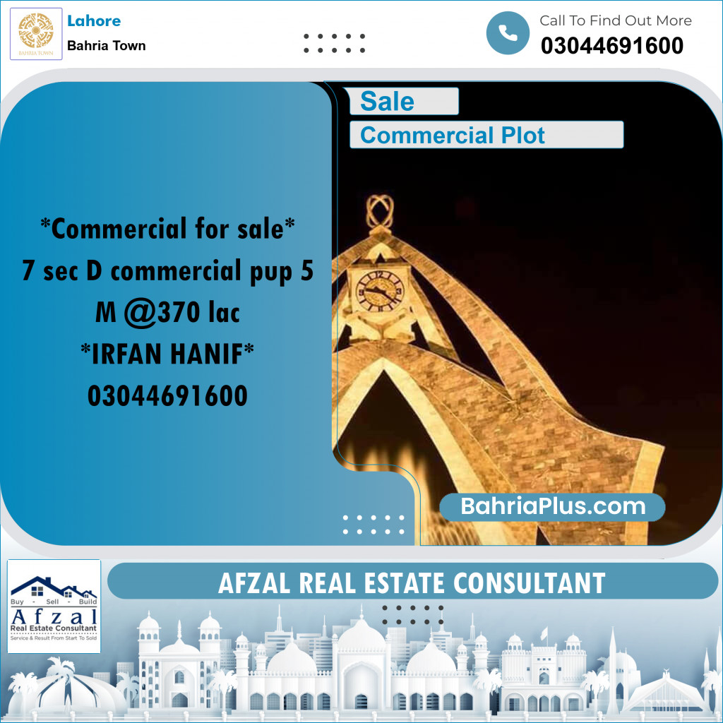 Commercial Plot for Sale in Bahria Town, Lahore - (BP-217035)