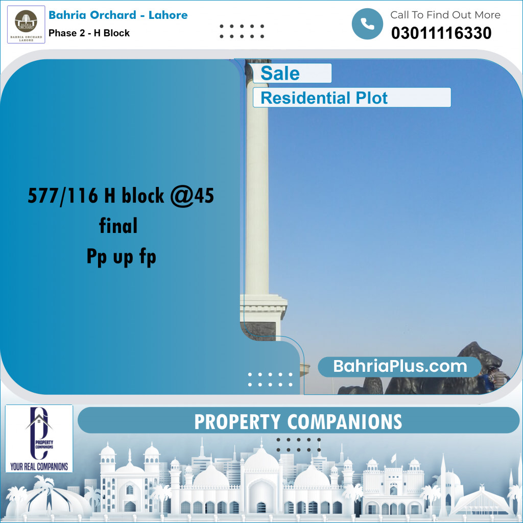 5 Marla Residential Plot for Sale in Phase 2 - H Block - Bahria Orchard, Lahore - (BP-217043)