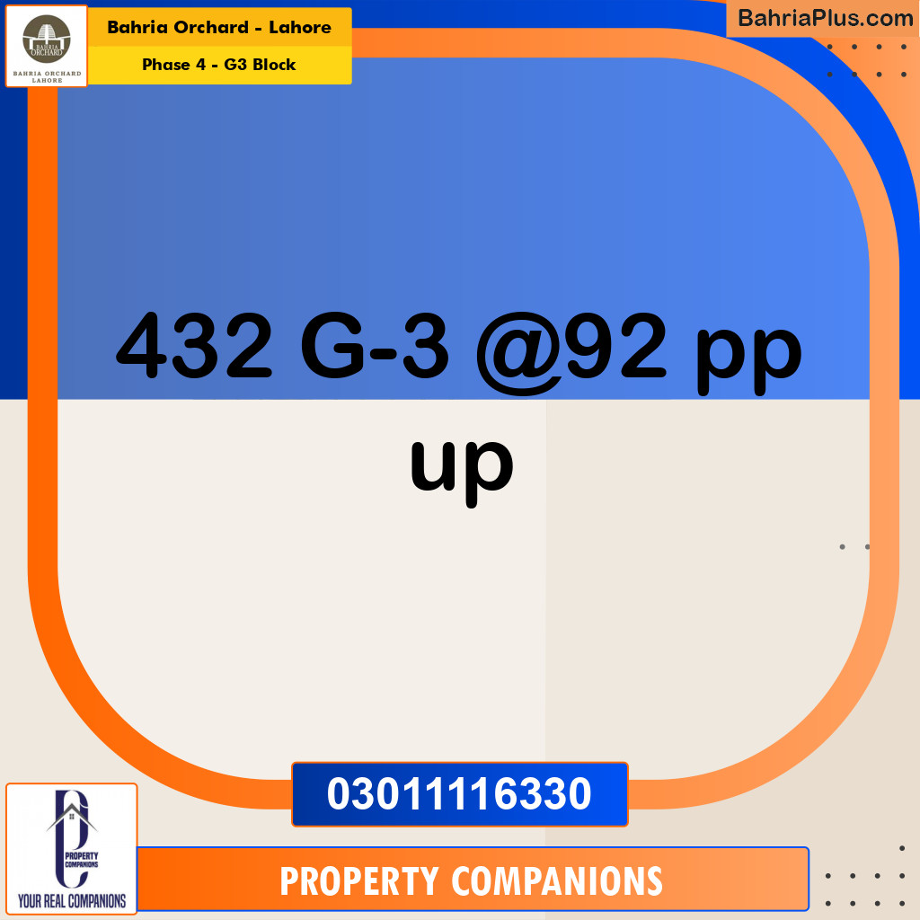 10 Marla Residential Plot for Sale in Phase 4 - G3 Block -  Bahria Orchard, Lahore - (BP-217049)