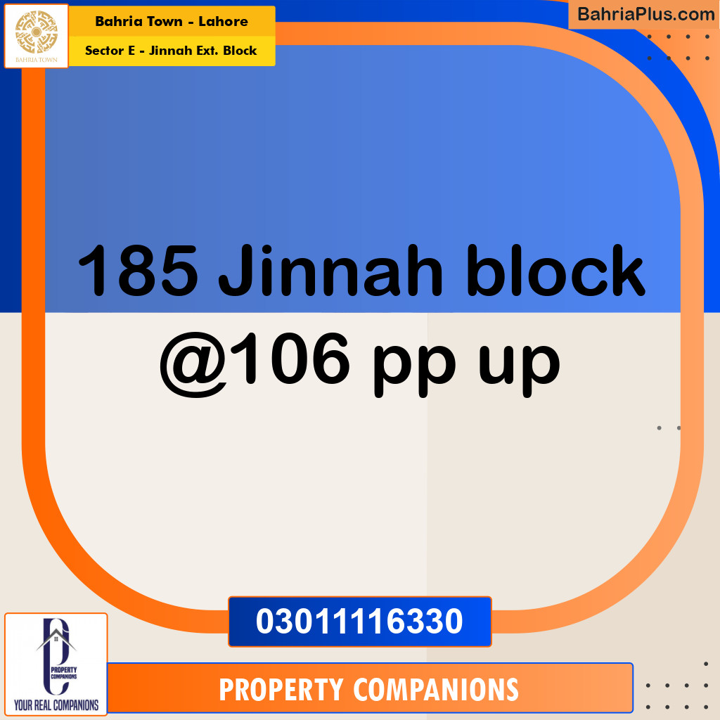 5 Marla Residential Plot for Sale in Sector E - Jinnah Ext. Block - Bahria Town, Lahore - (BP-217055)