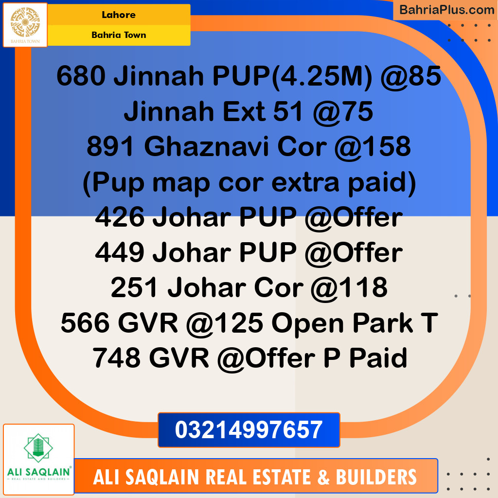 5 Marla Residential Plot for Sale in Bahria Town, Lahore - (BP-217056)