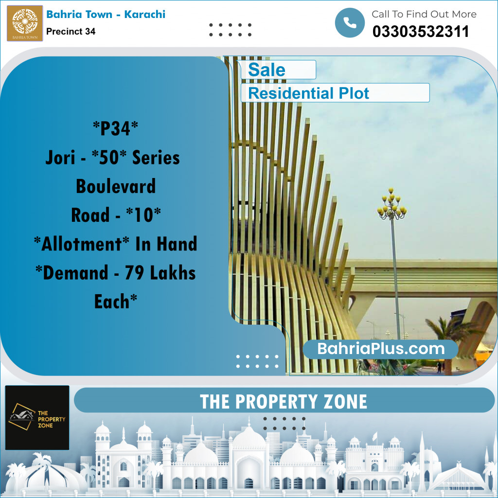 250 Sq. Yards Residential Plot for Sale in Precinct 34 -  Bahria Town, Karachi - (BP-217061)