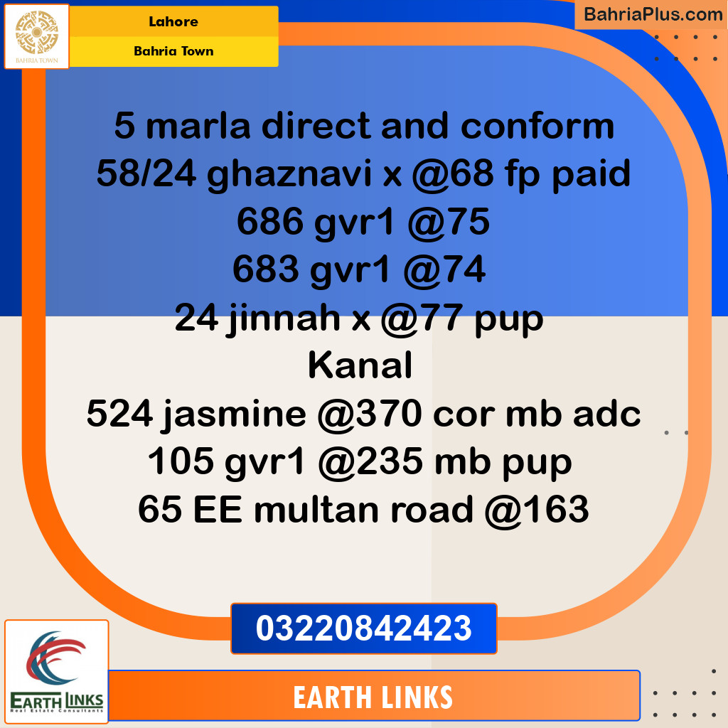 Residential Plot for Sale in Bahria Town, Lahore - (BP-217065)