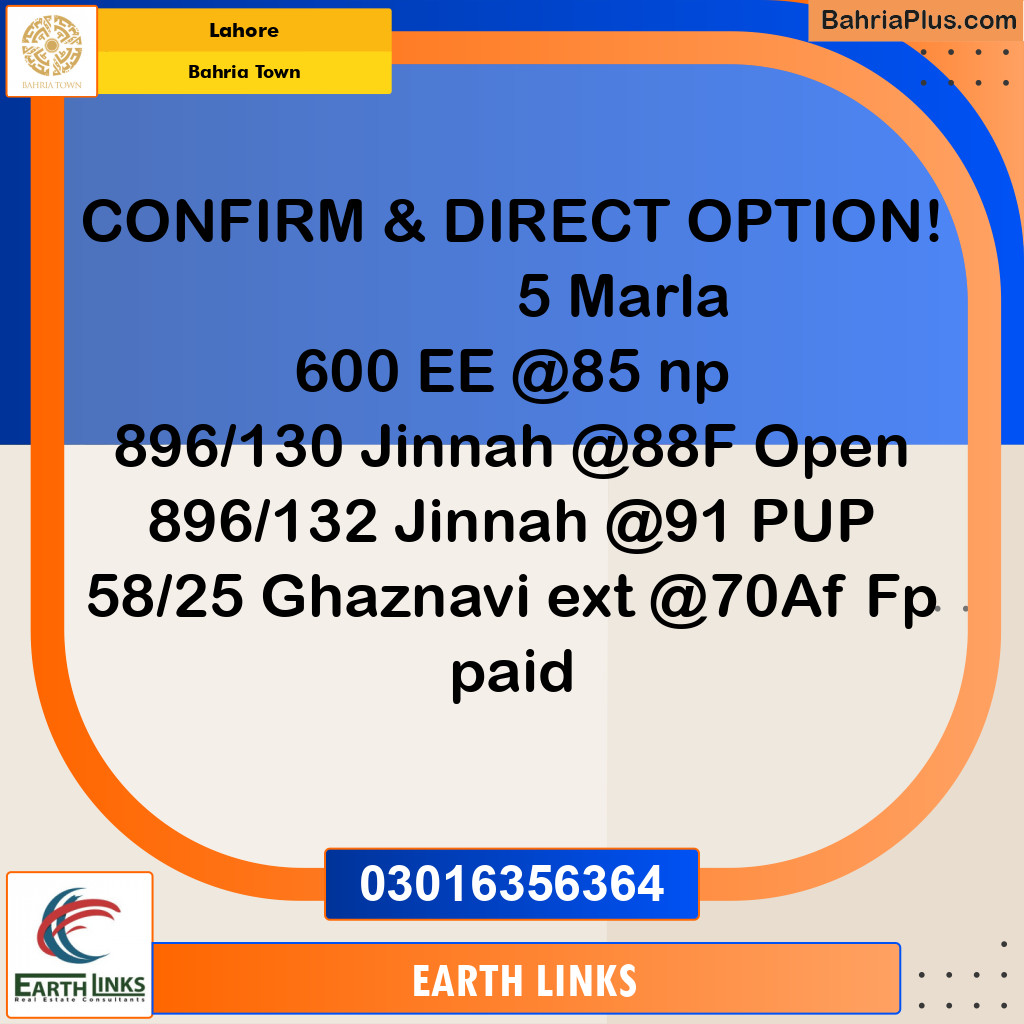 Residential Plot for Sale in Bahria Town, Lahore - (BP-217068)