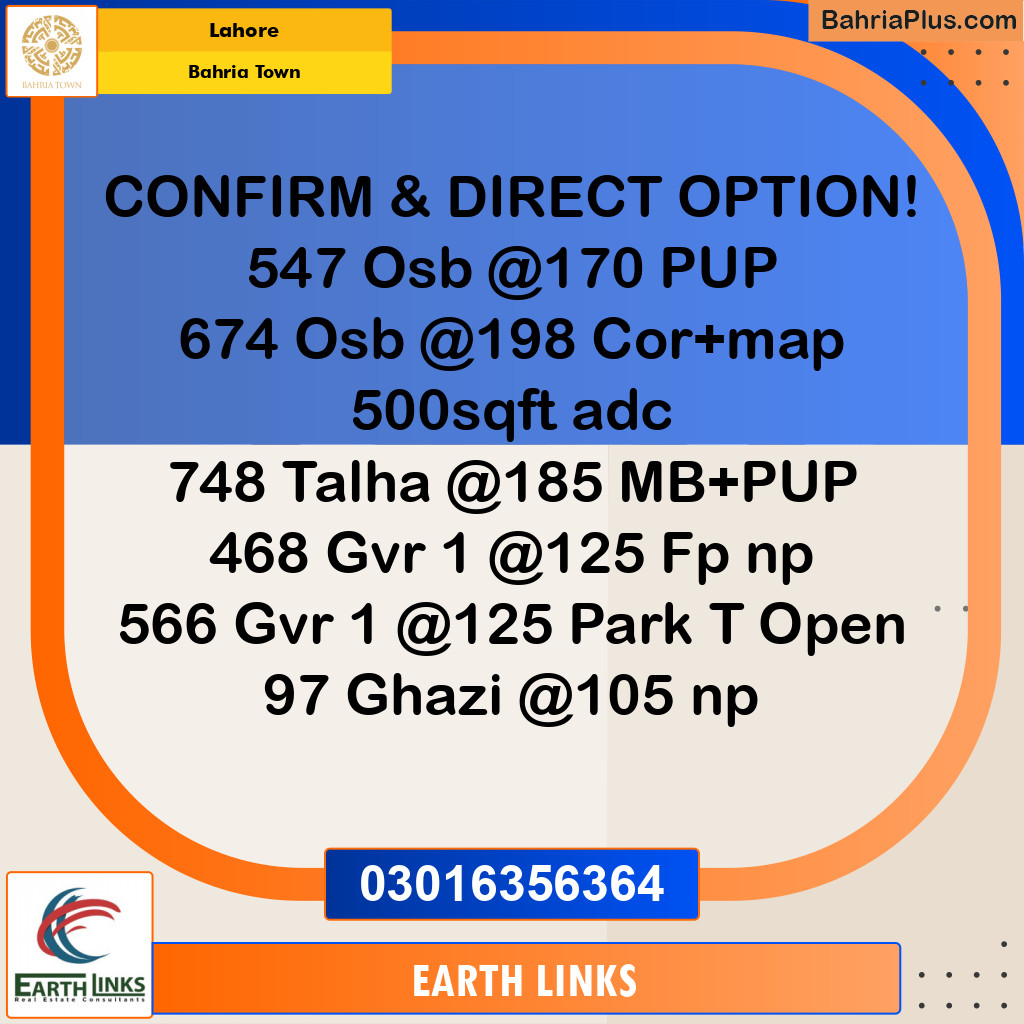 Residential Plot for Sale in Bahria Town, Lahore - (BP-217069)