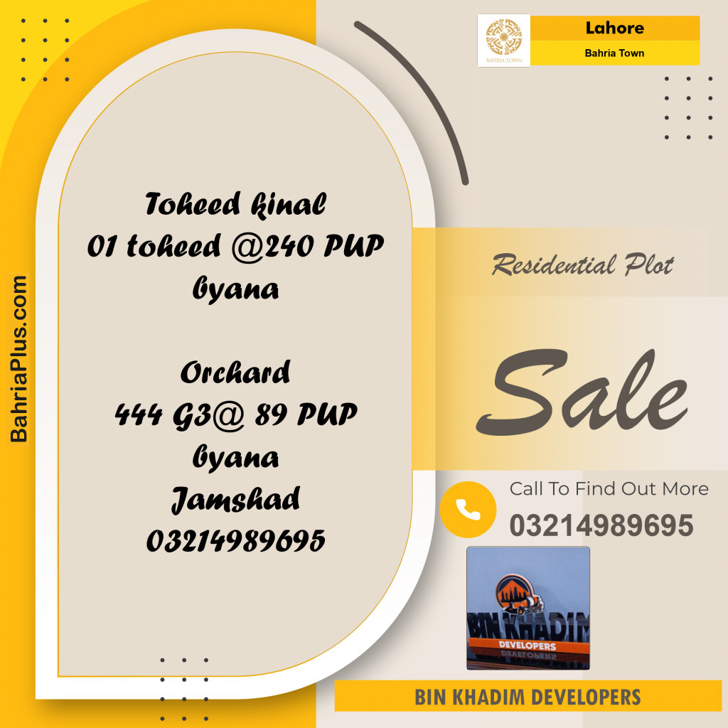 Residential Plot for Sale in Bahria Town, Lahore - (BP-217077)