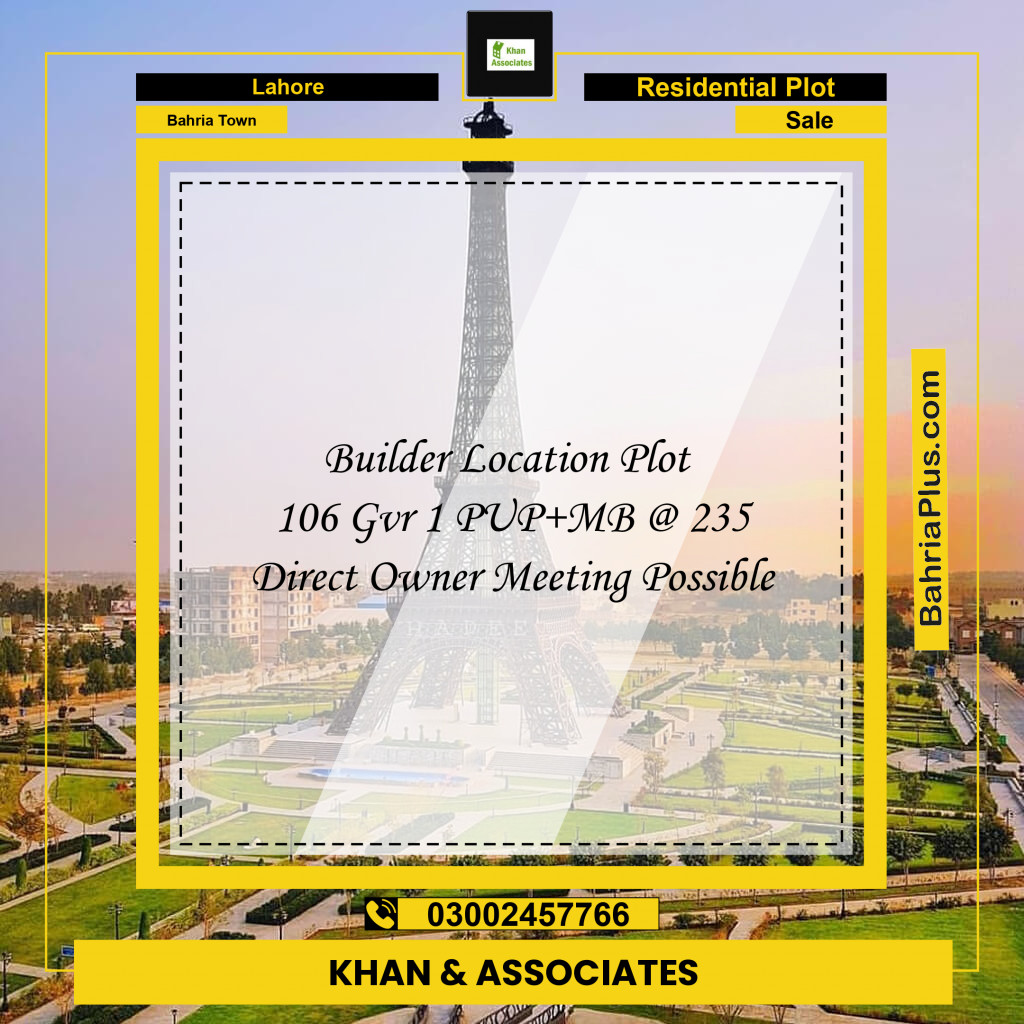 Residential Plot for Sale in Bahria Town, Lahore - (BP-217104)