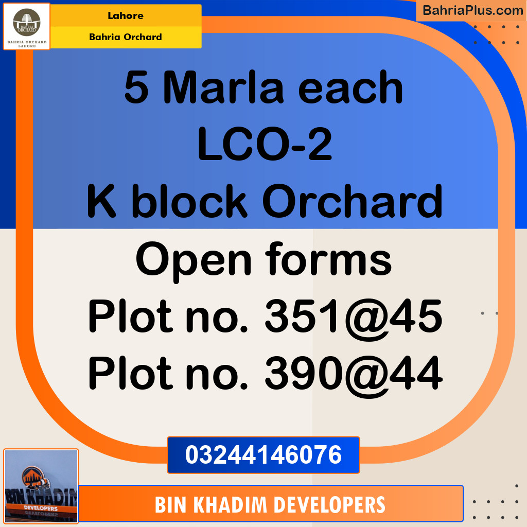 Residential Plot for Sale in Bahria Orchard, Lahore - (BP-217130)