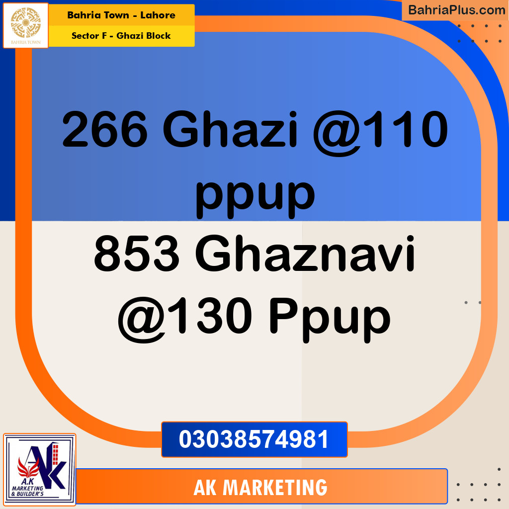 10 Marla Residential Plot for Sale in Sector F - Ghazi Block - Bahria Town, Lahore - (BP-217158)