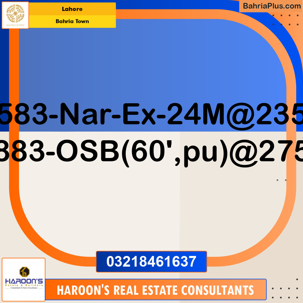 Residential Plot for Sale in Bahria Town, Lahore - (BP-217162)