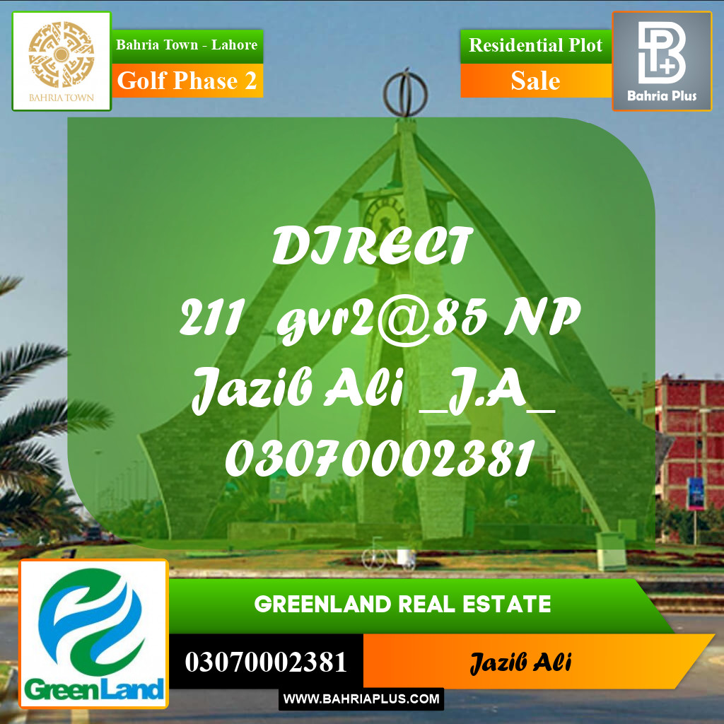 10 Marla Residential Plot for Sale in Golf Phase 2 - Bahria Town, Lahore - (BP-217174)