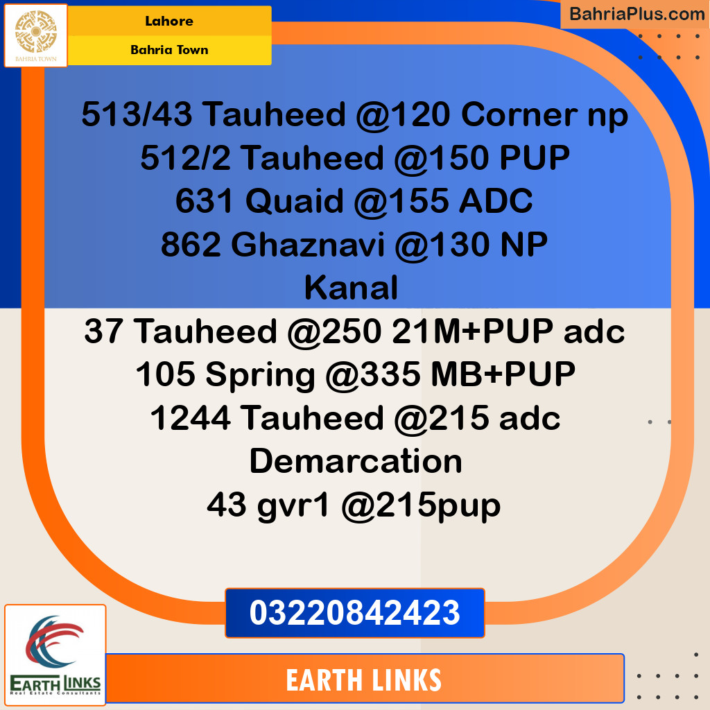 Residential Plot for Sale in Bahria Town, Lahore - (BP-217183)