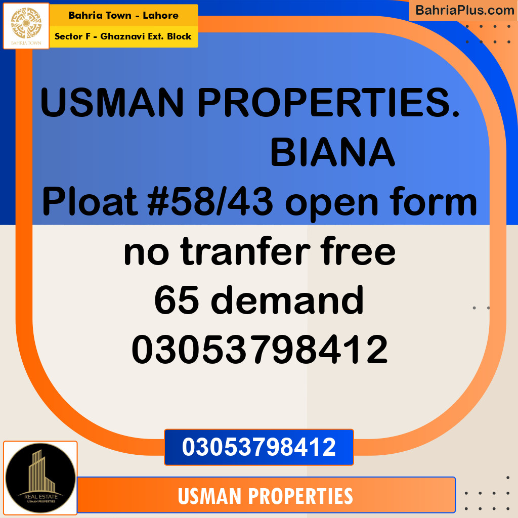 5.33 Marla Residential Plot for Sale in Sector F - Ghaznavi Ext. Block -  Bahria Town, Lahore - (BP-217218)