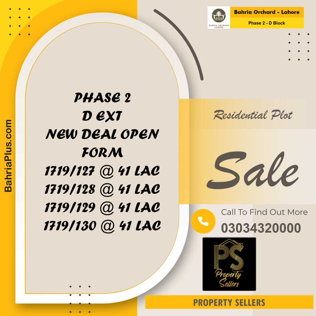 5 Marla Residential Plot for Sale in Phase 2 - D Block -  Bahria Orchard, Lahore - (BP-217251)