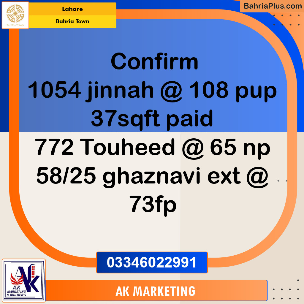 5 Marla Residential Plot for Sale in Bahria Town, Lahore - (BP-217261)