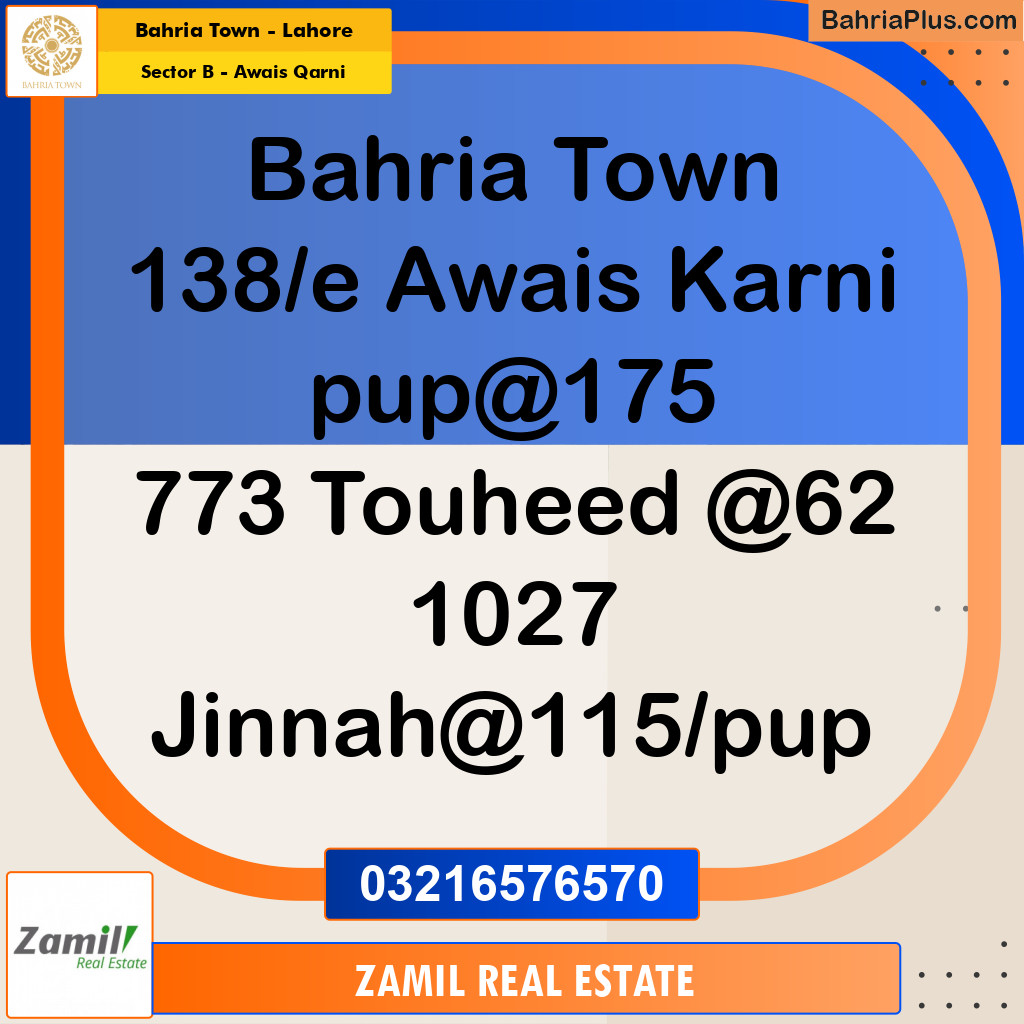 10 Marla Residential Plot for Sale in Sector B - Awais Qarni - Bahria Town, Lahore - (BP-217287)