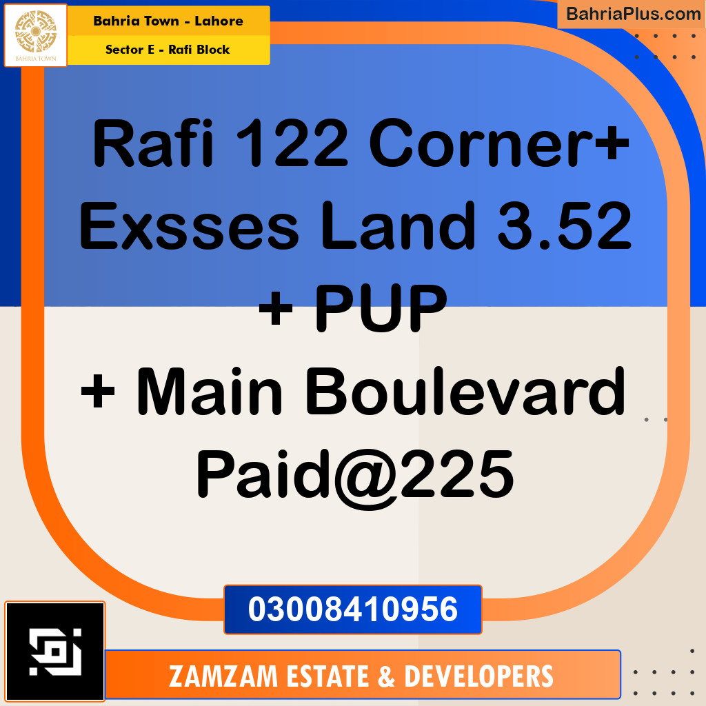 10 Marla Residential Plot for Sale in Sector E - Rafi Block - Bahria Town, Lahore - (BP-217290)