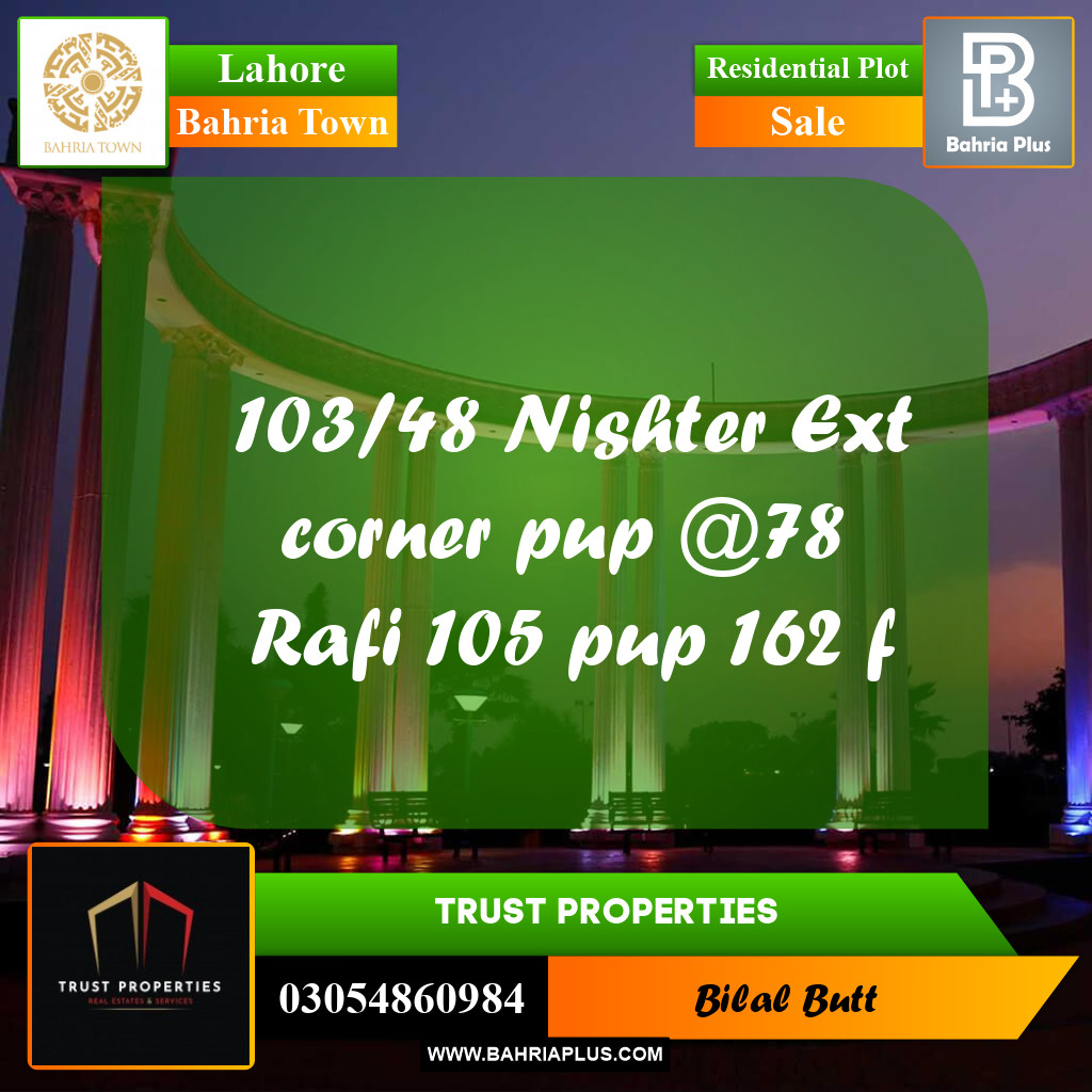 Residential Plot for Sale in Bahria Town, Lahore - (BP-217327)