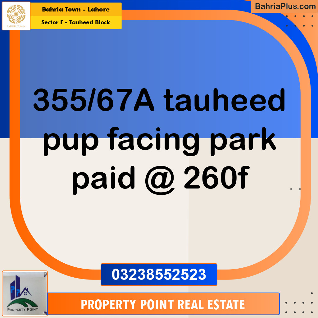 Residential Plot for Sale in Sector F - Tauheed Block - Bahria Town, Lahore - (BP-217330)