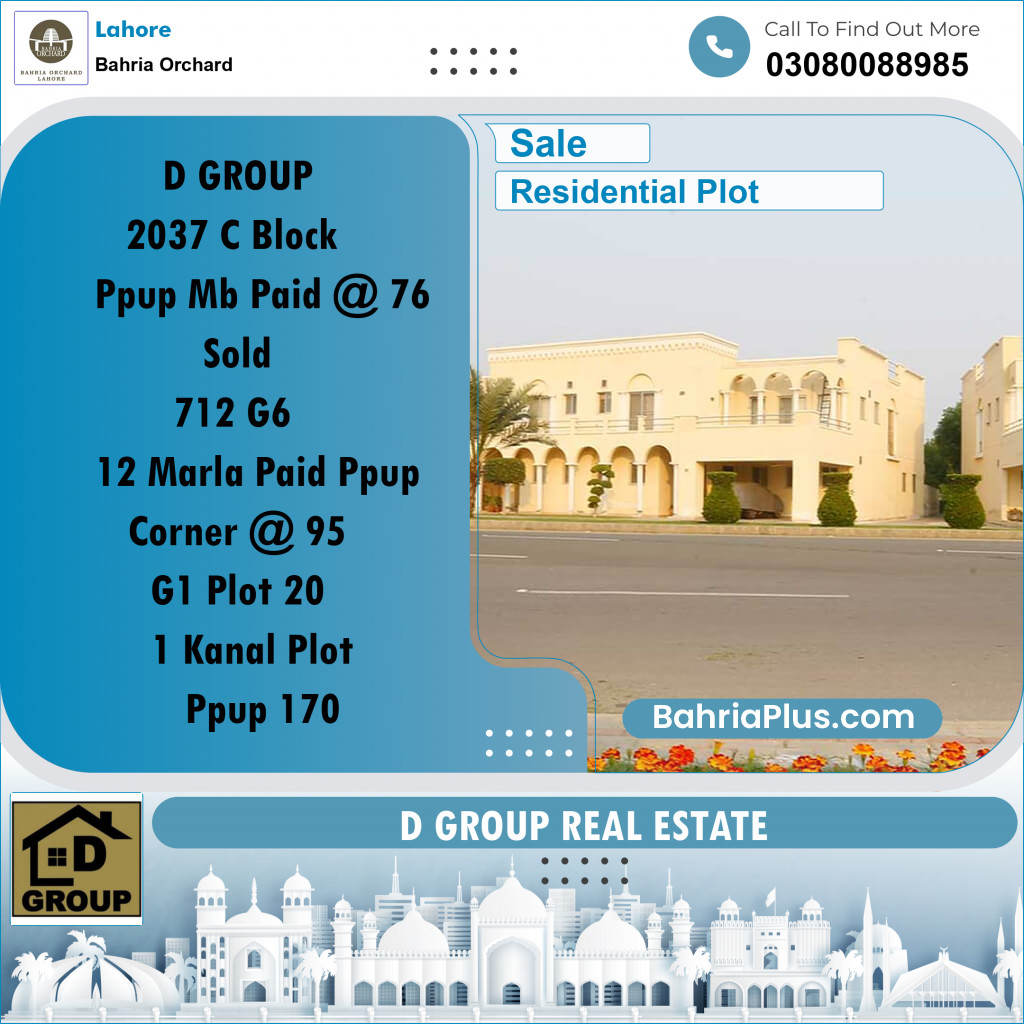 Residential Plot for Sale in Bahria Orchard, Lahore - (BP-217331)