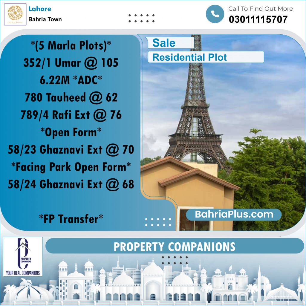 Residential Plot for Sale in Bahria Town, Lahore - (BP-217334)