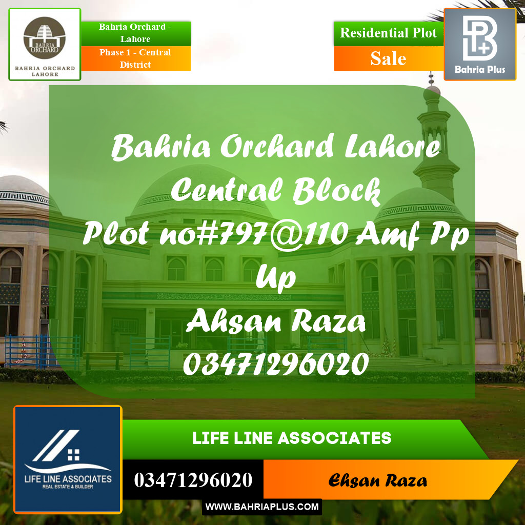 10 Marla Residential Plot for Sale in Phase 1 - Central District -  Bahria Orchard, Lahore - (BP-217344)