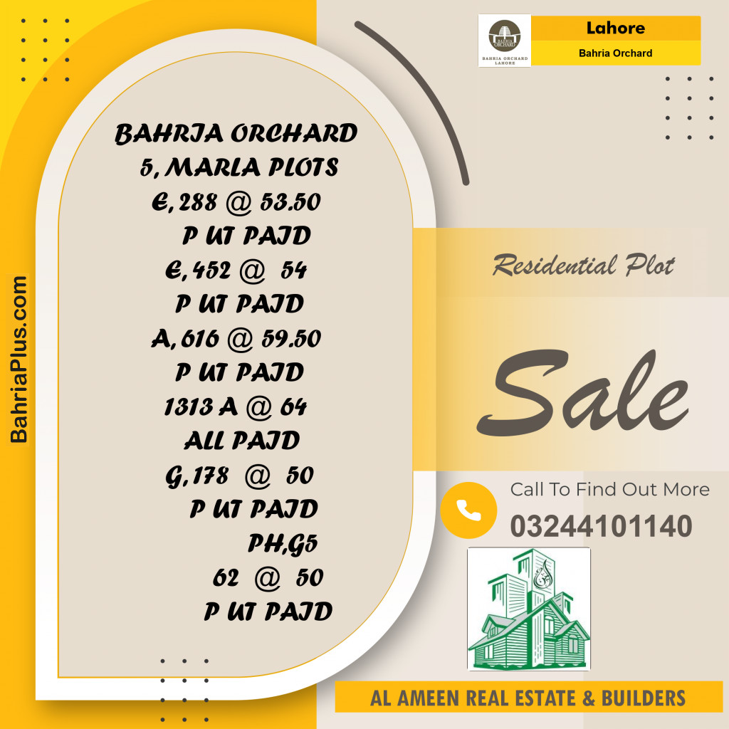 Residential Plot for Sale in Bahria Orchard, Lahore - (BP-217386)