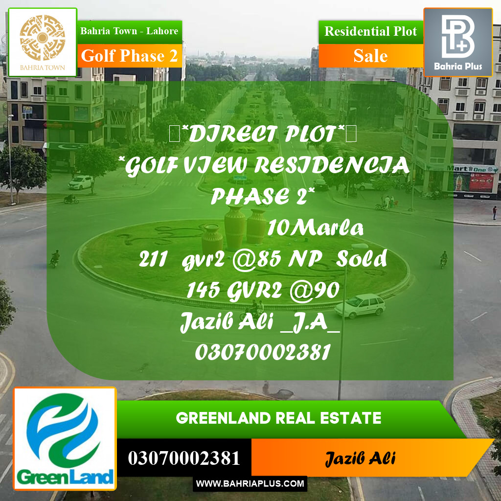 10 Marla Residential Plot for Sale in Golf Phase 2 -  Bahria Town, Lahore - (BP-217395)