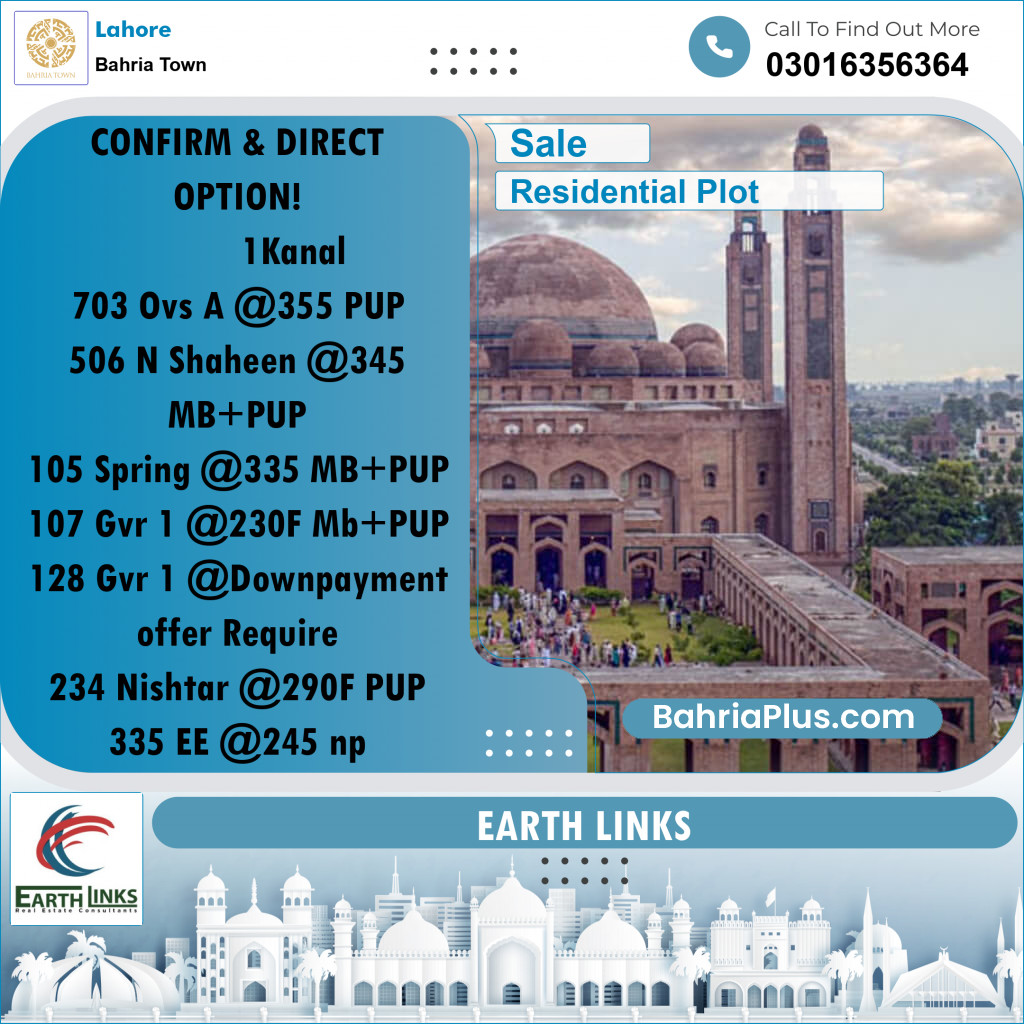 Residential Plot for Sale in Bahria Town, Lahore - (BP-217428)