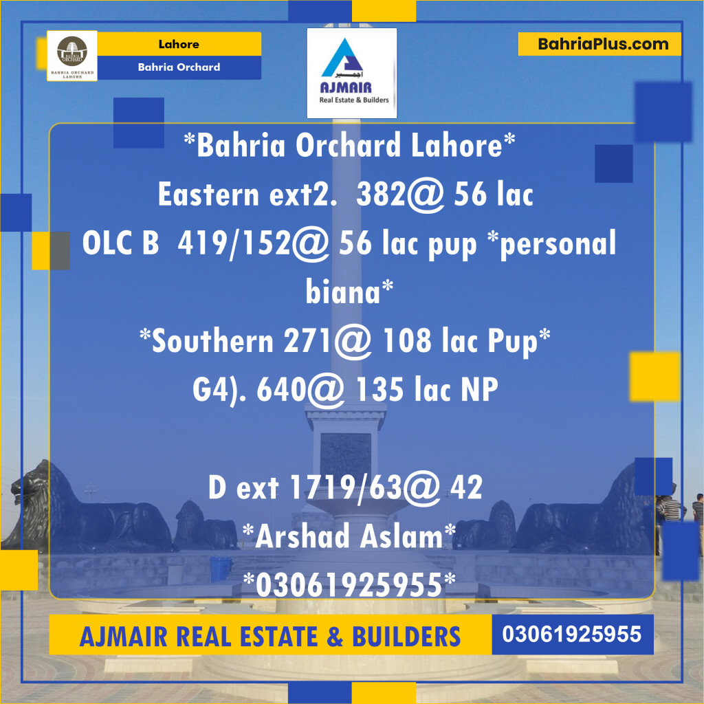 Residential Plot for Sale in Bahria Orchard, Lahore - (BP-217451)