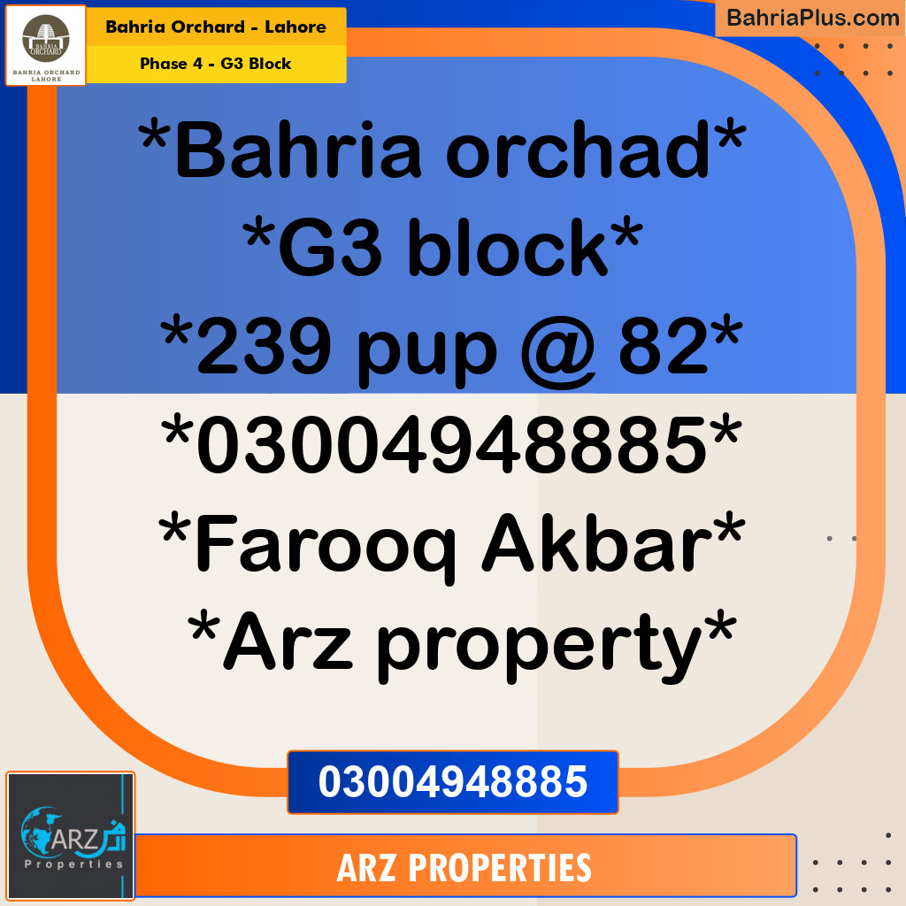 Residential Plot for Sale in Phase 4 - G3 Block -  Bahria Orchard, Lahore - (BP-217456)