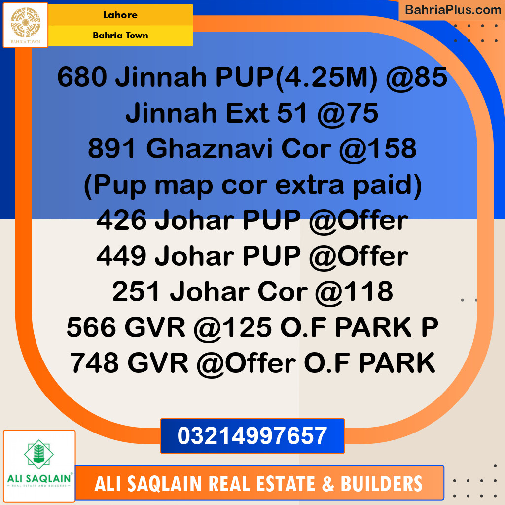 Residential Plot for Sale in Bahria Town, Lahore - (BP-217457)