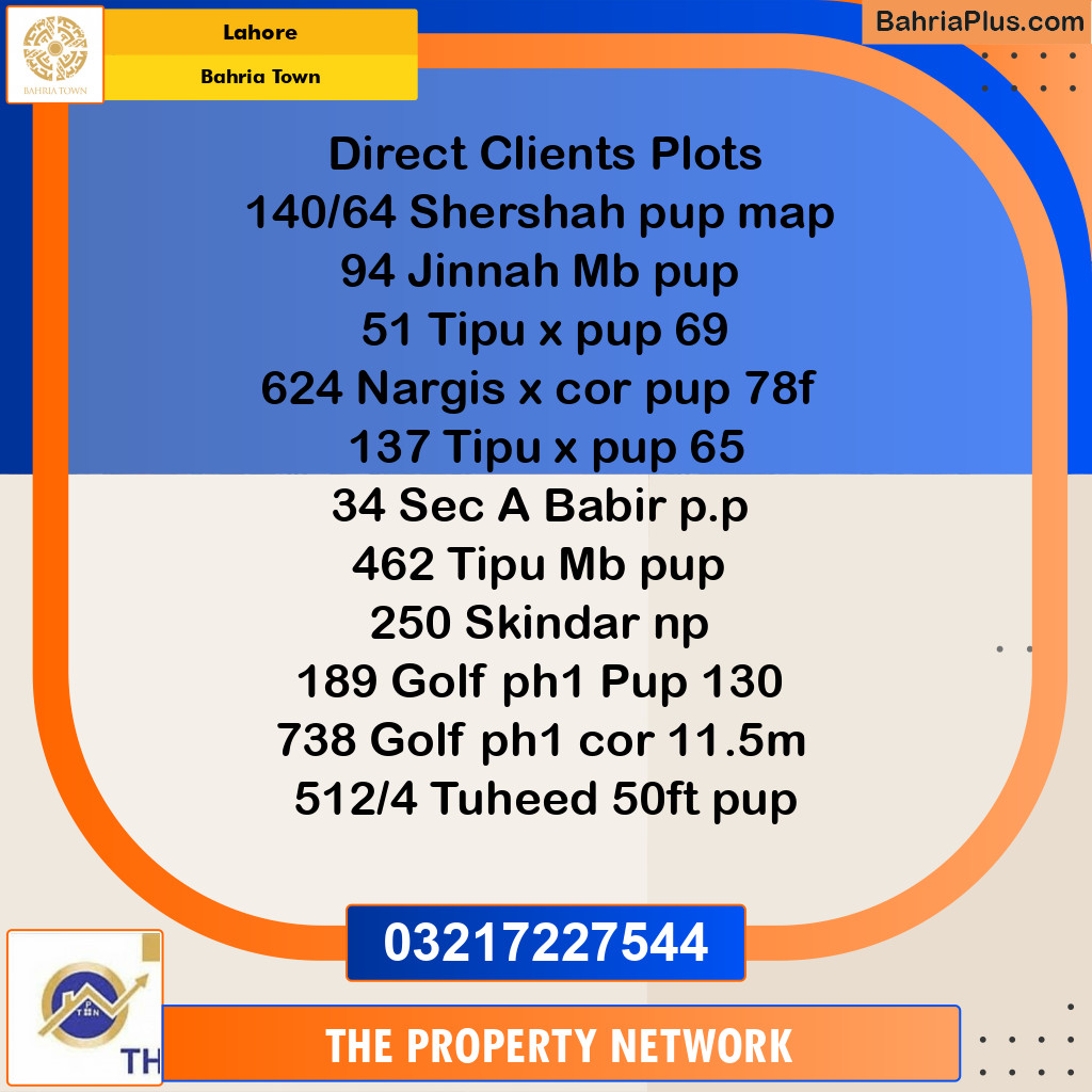 Residential Plot for Sale in Bahria Town, Lahore - (BP-217462)