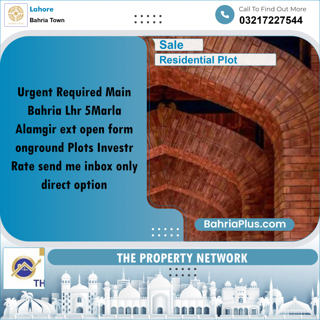 Residential Plot for Sale in Bahria Town, Lahore - (BP-217464)