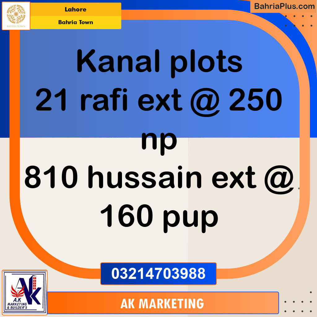 Residential Plot for Sale in Bahria Town, Lahore - (BP-217471)