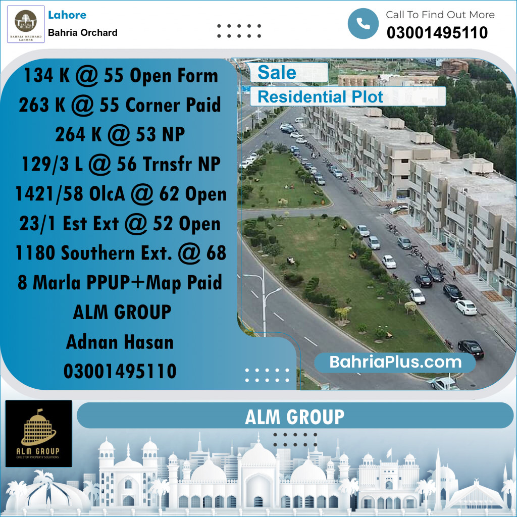 Residential Plot for Sale in Bahria Orchard, Lahore - (BP-217479)