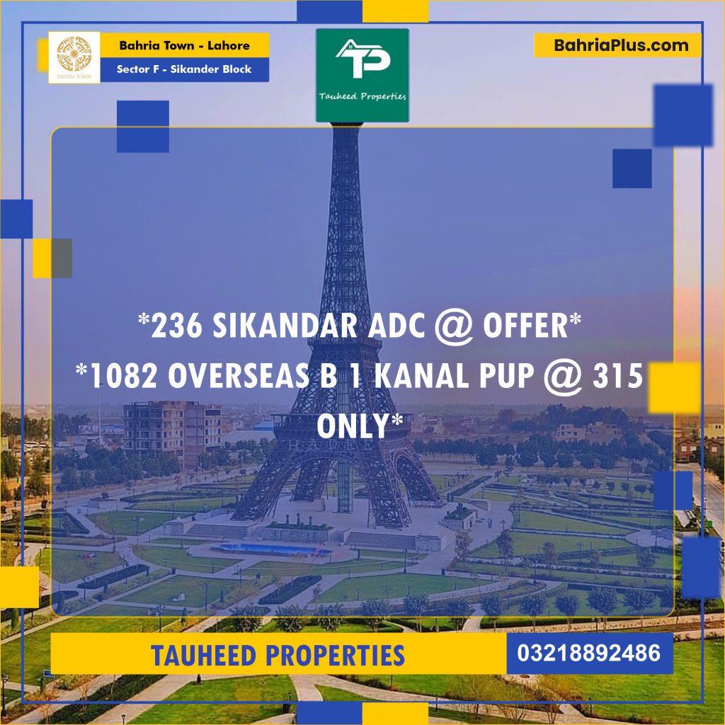 1 Kanal Residential Plot for Sale in Sector F - Sikander Block -  Bahria Town, Lahore - (BP-217481)