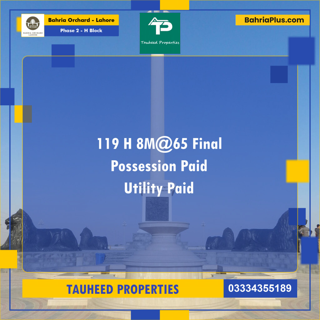 8 Marla Residential Plot for Sale in Phase 2 - H Block -  Bahria Orchard, Lahore - (BP-217505)