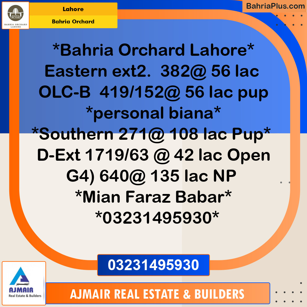 Residential Plot for Sale in Bahria Orchard, Lahore - (BP-217526)