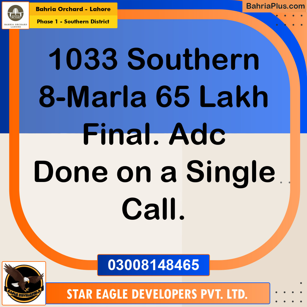 8 Marla Residential Plot for Sale in Phase 1 - Southern District - Bahria Orchard, Lahore - (BP-217531)