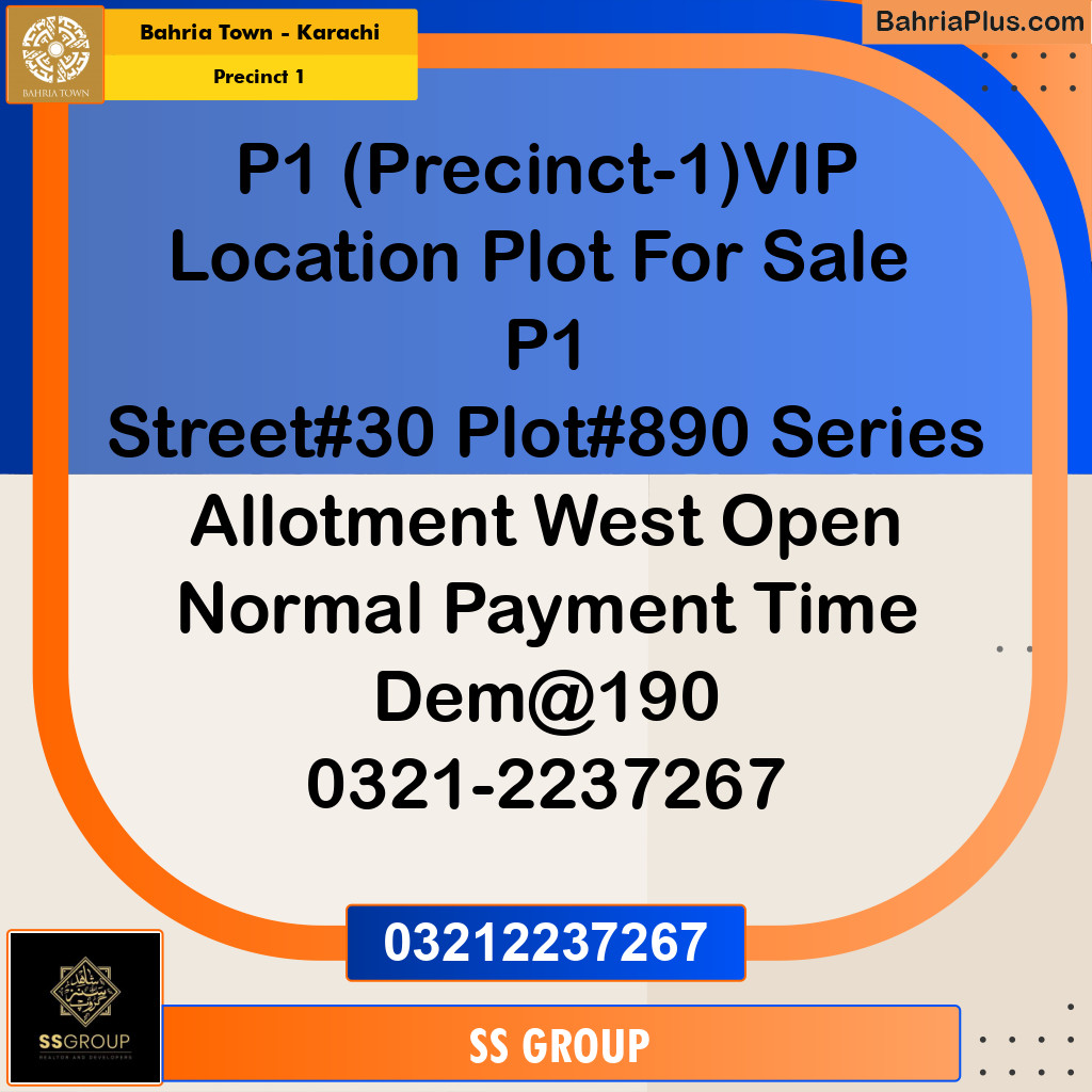 272 Sq. Yards Residential Plot for Sale in Precinct 1 -  Bahria Town, Karachi - (BP-217563)