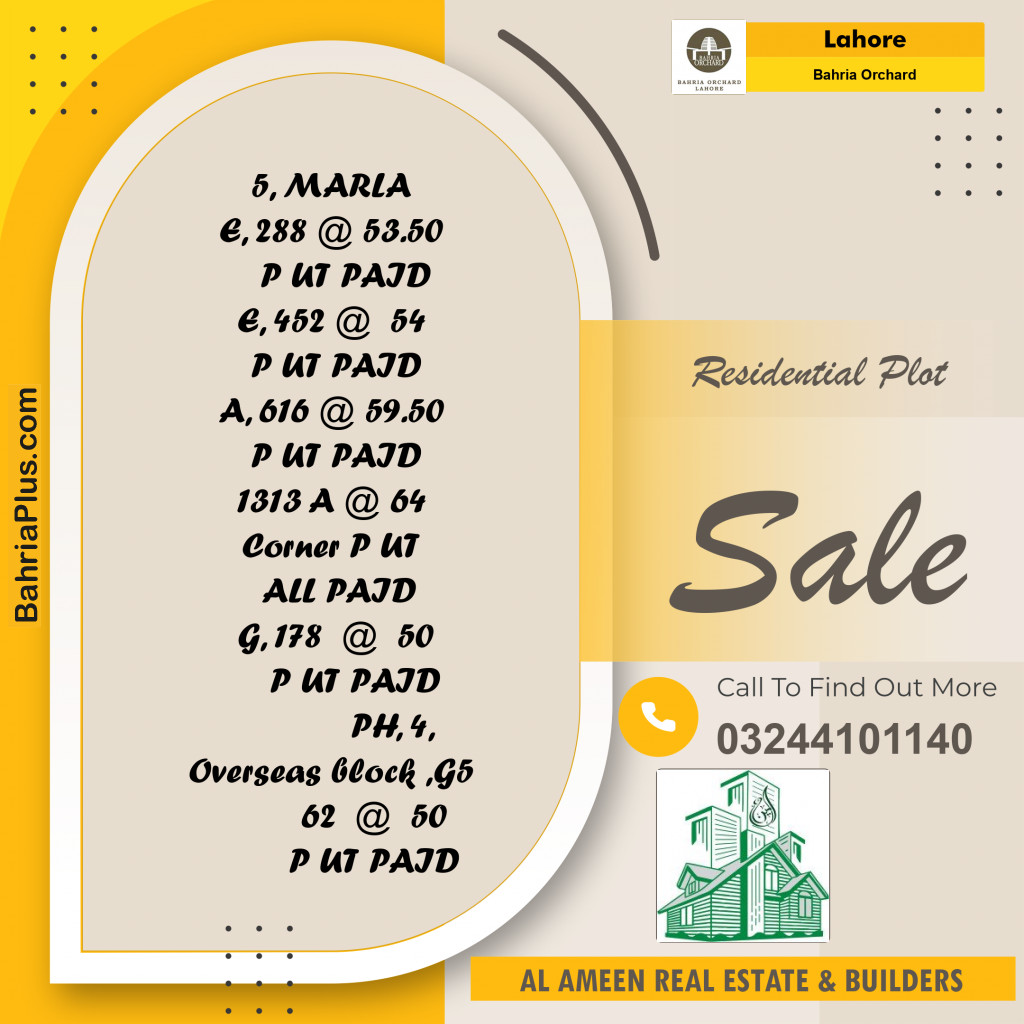 Residential Plot for Sale in Bahria Orchard, Lahore - (BP-217607)