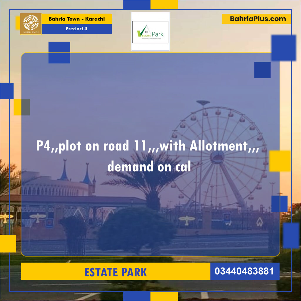 Residential Plot for Sale in Precinct 4 -  Bahria Town, Karachi - (BP-217620)