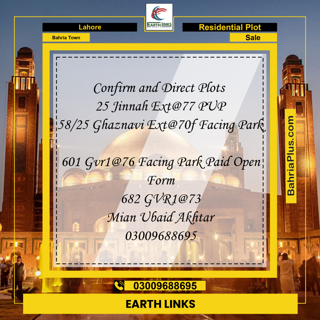 Residential Plot for Sale in Bahria Town, Lahore - (BP-217623)