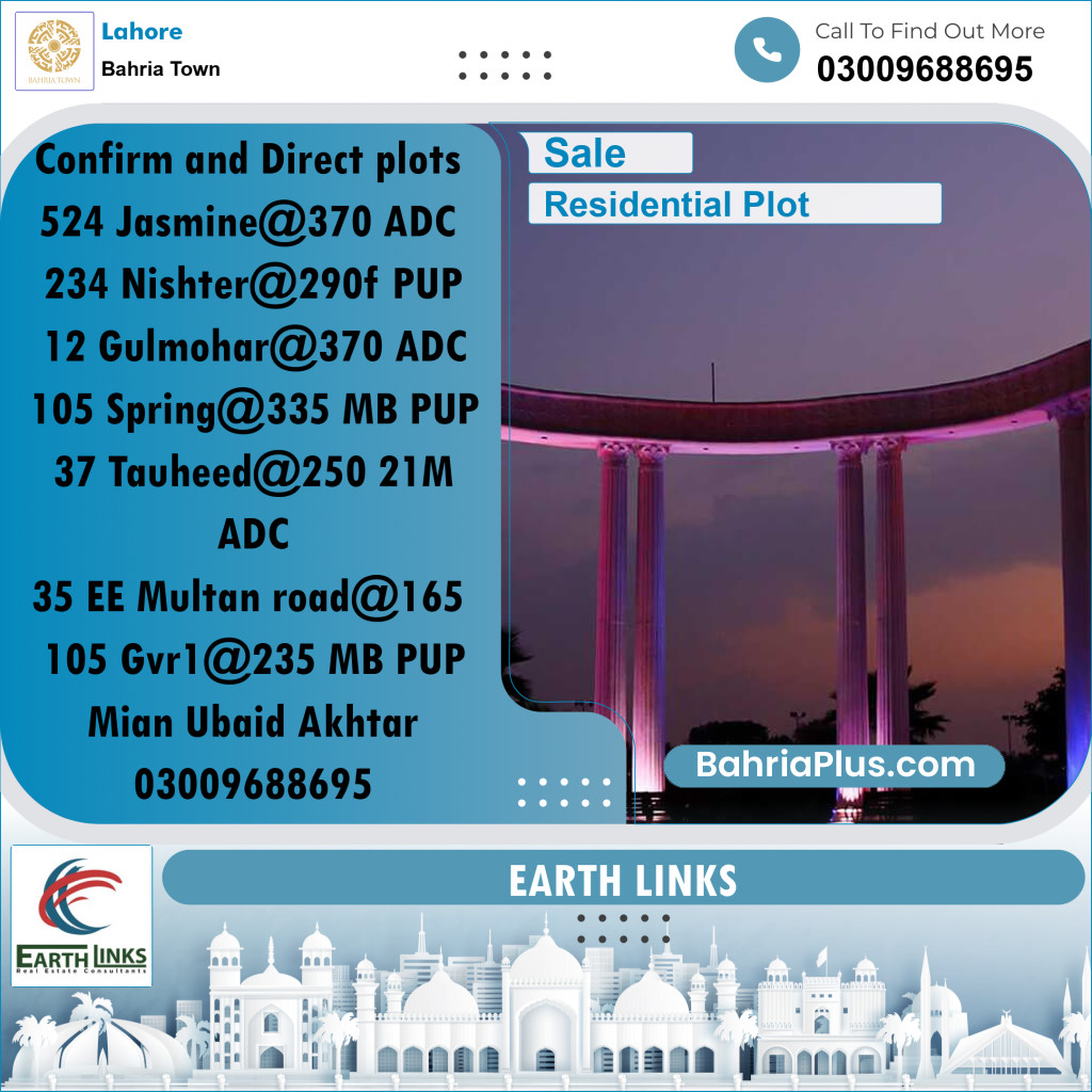 Residential Plot for Sale in Bahria Town, Lahore - (BP-217625)